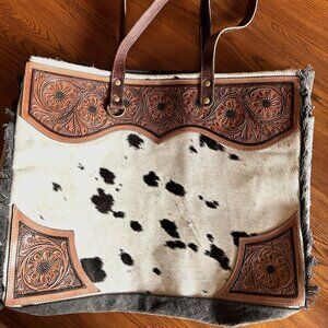 Custom Bag - Tooled Leather with Hair-On Hide